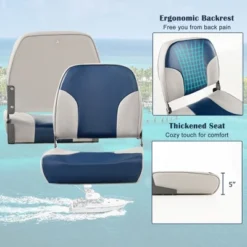 Costway 2-Piece Folding Boat Seat Set With Sponge Padding & Aluminum Hinges Low Back Blue -Costway GUEST a89249a7 ba28 4ede b7fa bcaaf5afb9f3