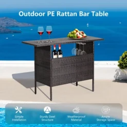 Costway Patio Rattan Wicker Bar Height Counter Table Storage Shelf Rail Garden 12 Costway Patio Rattan Wicker Bar Height Counter Table Storage Shelf Rail Garden -Costway GUEST a89b8b4b 9959 471a bb4d 7ac9c45e3319