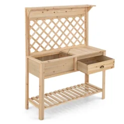 Costway Wood Raised Garden Bed W/ Trellis Elevated Planter Box W/ Storage Shelf And Drawer 17 Costway Wood Raised Garden Bed W/ Trellis Elevated Planter Box W/ Storage Shelf And Drawer -Costway GUEST a8ab41f6 911f 4599 a763 827236e3df7f