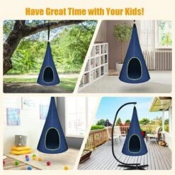 Costway 32'' Kids Nest Swing Chair Hanging Hammock Seat For Indoor Outdoor GreenBlue -Costway GUEST a92932e4 cc52 44bc be54 7518a05d7897