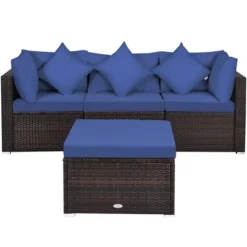 Costway 4PCS Patio Rattan Furniture Set Sofa Ottoman Cushion Garden Deck Navy 17 Costway 4PCS Patio Rattan Furniture Set Sofa Ottoman Cushion Garden Deck Navy -Costway GUEST a93f0fdd 7f85 413f 8ae8 4acfadd5baaf