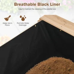 Costway 59'' X 31'' X 32.5'' Raised Garden Bed W/ Shelf Wood Elevated Planter Box W/ Liner -Costway GUEST a980f580 9ad7 45c5 b83f 87e05c1599a0