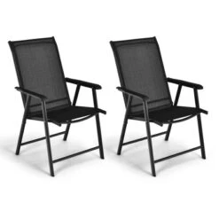 Costway 2PCS Patio Folding Dining Chairs Portable Camping Armrest Garden Black/Grey 19 Costway 2PCS Patio Folding Dining Chairs Portable Camping Armrest Garden Black/Grey -Costway GUEST a996c2b9 109d 49e4 90f4 3dde59adf7bb