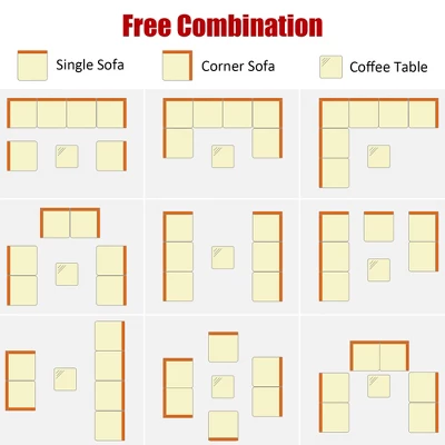 Costway 7PCS Patio Rattan Furniture Set Sectional Sofa Garden Red Cushion 5 Costway 7PCS Patio Rattan Furniture Set Sectional Sofa Garden Red Cushion - Image 5