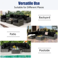 Costway 7PCS Patio Rattan Furniture Set Sectional Sofa Garden Black Cushion 17 Costway 7PCS Patio Rattan Furniture Set Sectional Sofa Garden Black Cushion -Costway GUEST aa262ec7 134a 43a2 81fe ae88273631d4
