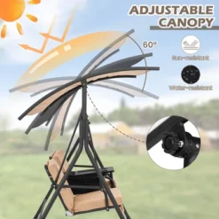 Costway 2-Person Canopy Porch Swing Padded Chair Cooler Bag Rotatable Tray TurquoiseBeigeBlack 15 Costway 2-Person Canopy Porch Swing Padded Chair Cooler Bag Rotatable Tray TurquoiseBeigeBlack -Costway GUEST aa5a3544 636f 481a b0e6 79b2e50834e2