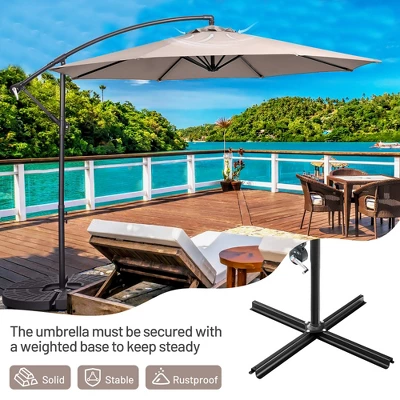 Costway 10 FT Patio Offset Umbrella W/8 Ribs Cross Base Tilt 6 Costway 10 FT Patio Offset Umbrella W/8 Ribs Cross Base Tilt - Image 6