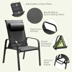 Costway 3PCS Patio Bistro Furniture Set Adjustable Back Stackable Chairs BrownBlack -Costway GUEST aadb33e1 2ec5 4f23 a781 96f485545328