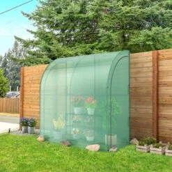 Costway 7'x 3.5'x 7' Lean-to Greenhouse Portable Wall House With Green PE Cover And Shelf -Costway GUEST aadd5206 814d 4df3 aa02 582e6e576368