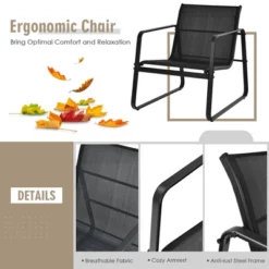 Costway 3PCS Patio Bistro Furniture Set Glass Top Table Garden Deck Black 13 Costway 3PCS Patio Bistro Furniture Set Glass Top Table Garden Deck Black -Costway GUEST aafe73b7 f495 44df 9cbe 639af32ba45a