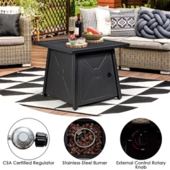 Costway 30'' Square Propane Gas Fire Pit Table 50,000 BTU W/ Waterproof Cover Lava Rock -Costway GUEST ab12c5a2 fbde 4b73 aa75 14b0e046155c