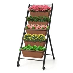 Costway 5-Tier Vertical Raised Garden Bed Elevated Planter With Wheels & Container Boxes Brown 17 Costway 5-Tier Vertical Raised Garden Bed Elevated Planter With Wheels & Container Boxes Brown -Costway GUEST ab1a6116 1810 4427 a21c b92e8925526b
