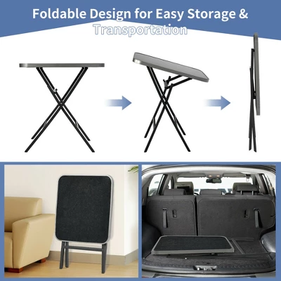 Costway Patio Folding Square Dining Table Aluminum Frame Tempered Glass Top 6 Costway Patio Folding Square Dining Table Aluminum Frame Tempered Glass Top - Image 6