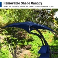 Costway Costway Patio Hanging Lounge Chaise Hammock Chair Removable Canopy Grey/Navy/Turquoise -Costway GUEST ab822023 13ef 45ae 80f2 2eeb1f4cd8e9