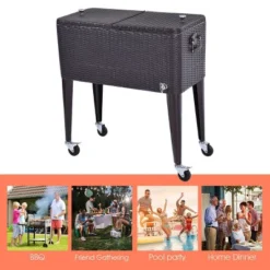 Costway Outdoor Rattan 80QT Party Portable Rolling Cooler Cart Ice Beer Beverage Chest 10 Costway Outdoor Rattan 80QT Party Portable Rolling Cooler Cart Ice Beer Beverage Chest -Costway GUEST ab8c220a bbcf 488c a0f1 f1d27e1ef731