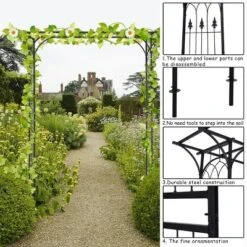 Costway Garden Wedding Rose Arch Pergola Archway Flowers Climbing Plants Trellis Metal -Costway GUEST abd30c80 3947 42f6 a6ca 5f0745d32a83