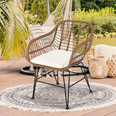 Costway 3PCS Patio Rattan Bistro Set Coffee Table Armchair Garden 2 Costway 3PCS Patio Rattan Bistro Set Coffee Table Armchair Garden - Image 2