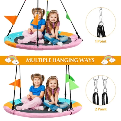 Costway 40'' Flying Saucer Tree Swing Indoor Outdoor Swing Play Set W/Hanging Strap Horse 4 Costway 40'' Flying Saucer Tree Swing Indoor Outdoor Swing Play Set W/Hanging Strap Horse - Image 4