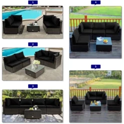 Costway 6PCS Patio Rattan Furniture Set 42'' Fire Pit Table Cover Sofa Cushion Off White/Black/Navy/Red/Turquoise 20 Costway 6PCS Patio Rattan Furniture Set 42'' Fire Pit Table Cover Sofa Cushion Off White/Black/Navy/Red/Turquoise -Costway GUEST acb862bb bec6 46bb 8253 bf7fadc7c22b