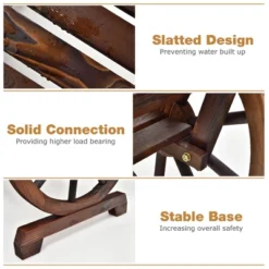 Costway Outdoor Wooden Wagon Wheel Garden Bench 2-Person Slatted Seat Armrests Rustic 12 Costway Outdoor Wooden Wagon Wheel Garden Bench 2-Person Slatted Seat Armrests Rustic -Costway GUEST acc71bc4 b916 4027 9c77 d76d285720e3