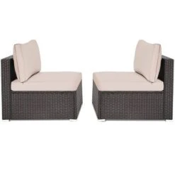 Costway 2PCS Patio Rattan Armless Sofa Sectional Conversation Furniture Set W/Cushion -Costway GUEST ad0af168 9385 4438 ba73 89f22b85160b