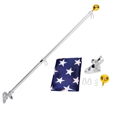Costway American Flag Kit Wall Mount 5 Ft Spinning Pole 3'x5' US Flag Gold Ball Aluminum 7 Costway American Flag Kit Wall Mount 5 Ft Spinning Pole 3'x5' US Flag Gold Ball Aluminum - Image 7