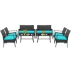 Costway 8PCS Patio Wicker Furniture Set Cushioned Chairs& Loveseat With Coffee Table Garden