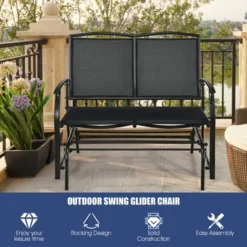 Costway Patio Glider Rocking Bench Double 2 Person Chair Loveseat Garden GreyBlack 13 Costway Patio Glider Rocking Bench Double 2 Person Chair Loveseat Garden GreyBlack -Costway GUEST ae261056 5fbb 4e50 8325 e0bb19b2eb1e
