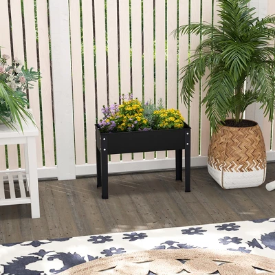 Costway 24'' Raised Garden Bed With Legs Metal Elevated Planter Box Drainage Hole Backyard 2 Costway 24'' Raised Garden Bed With Legs Metal Elevated Planter Box Drainage Hole Backyard - Image 2