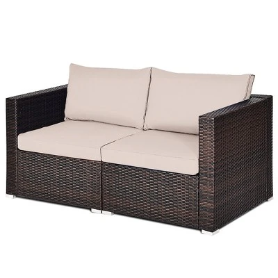 Costway 2PCS Patio Rattan Corner Sofa Sectional Furniture Cushion 8 Costway 2PCS Patio Rattan Corner Sofa Sectional Furniture Cushion - Image 8