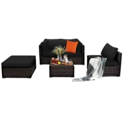 Costway 5PCS Patio Rattan Furniture Set Sectional Conversation Set Ottoman Table -Costway GUEST af2bea82 6d42 4e50 92fd 23447386b7eb