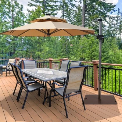 Costway 50LBS Patio Square Umbrella Base Stand Market Umbrellas Handle Wheels 3 Costway 50LBS Patio Square Umbrella Base Stand Market Umbrellas Handle Wheels - Image 3