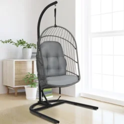 Costway Hanging Wicker Egg Chair W/ Stand Cushion Foldable Outdoor Indoor -Costway GUEST af7948dc 8a82 4afe a011 317cc4826873