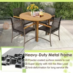 Costway Set Of 4 Patio Dining Chairs Outdoor Wicker Armchairs With Acacia Wood Armrests -Costway GUEST af7b0c57 e34a 4067 91c2 b441f670e8d4