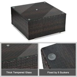 Costway 5PCS Patio Furniture Set Sectional Conversation Sofa Set W/ Coffee Table Blue -Costway GUEST afc427fe ffd9 417a b600 b3858df75860