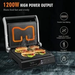 Costway Electric Panini Press Grill 1200W Sandwich Maker With Independent Temperature Control & Removable Drip Tray -Costway GUEST afca85e0 8c57 47b9 8950 96b876edd4dd