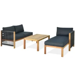 Costway 3PCS Patio Sofa Furniture Set Thick Cushion Acacia Wood -Costway GUEST b035e221 04c3 4aac 8587 6977fa23f2e4