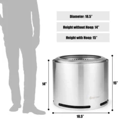 Costway 18.5'' Smokeless Fire Pit 304 Stainless Steel Stove Bonfire With Waterproof Cover -Costway GUEST b09d1f7e c19f 4f37 857d 79e299ad842e