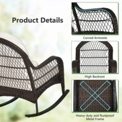 Costway 2PCS Patio Wicker Rocking Chair W/Seat Back Cushions & Lumbar Pillow Balcony -Costway GUEST b0c30b82 ae15 4657 98ca 0ac17be1d538