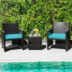 Costway 3PCS Patio Wicker Furniture Set Storage Table W/Protect Cover Cushioned -Costway GUEST b0d97759 18aa 49ed 89a9 84778d55c3df