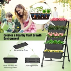 Costway 5-Tier Vertical Raised Garden Bed Elevated Planter With Wheels & Container Boxes Black 14 Costway 5-Tier Vertical Raised Garden Bed Elevated Planter With Wheels & Container Boxes Black -Costway GUEST b0f5e9a9 84c7 47c3 bd34 3b087b0d0fe3