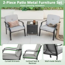 Costway 4 PCS Patio Metal Chairs Outdoor Dining Seat Heavy Duty With Cushions Garden Gray -Costway GUEST b10811f5 6587 4c55 971f 3ab21eb9a0fe