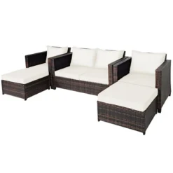 Costway 5PCS Patio Rattan Furniture Set Loveseat Sofa Ottoman Cushioned RedWhite 22 Costway 5PCS Patio Rattan Furniture Set Loveseat Sofa Ottoman Cushioned RedWhite -Costway GUEST b10deafa aa39 4e04 a0a4 5efbf8bae63d