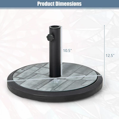 Costway 19'' Patio 35 LBS Round Umbrella Base Stand Holder 1.4''-1.9'' Market Table Outdoor 2 Costway 19'' Patio 35 LBS Round Umbrella Base Stand Holder 1.4''-1.9'' Market Table Outdoor - Image 2