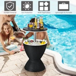 Costway 8 Gallon 3 In 1 Patio Rattan Cooler Bar Table Adjust Ice Bucket BrownBlack 14 Costway 8 Gallon 3 In 1 Patio Rattan Cooler Bar Table Adjust Ice Bucket BrownBlack -Costway GUEST b18057f3 46d8 47c4 8e78 0b7753b865fd