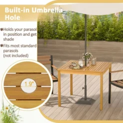 Costway Patio Dining Table Acacia Wood Square Outdoor Bistro With 1.9'' Umbrella Hole Yard 13 Costway Patio Dining Table Acacia Wood Square Outdoor Bistro With 1.9'' Umbrella Hole Yard -Costway GUEST b188253b 16fb 4379 965b 96dcdc863608