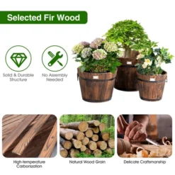 Costway 3 Pcs Wooden Planter Barrel Set Decorative Flower Bed Multiple Size 14 Costway 3 Pcs Wooden Planter Barrel Set Decorative Flower Bed Multiple Size -Costway GUEST b1bb1214 0ed8 42d1 a028 80afbd3f690f