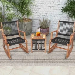 Costway 3pcs Patio Acacia Wood Bistro Table Rocking Chair Set All-Weather Rope Outdoor 11 Costway 3pcs Patio Acacia Wood Bistro Table Rocking Chair Set All-Weather Rope Outdoor -Costway GUEST b1f61467 5fe2 4ff4 ab96 3245def4281b