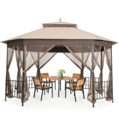 Costway 10' X 12' Octagonal Patio Gazebo Canopy Shelter Double Top W/Netting Sidewalls -Costway GUEST b2806bb0 dc5e 4bc9 89d9 5d701ac4215c
