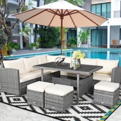 Costway 7 PCS Patio Rattan Dining Set Sectional Sofa Couch Ottoman Garden WhiteRedBlack 25 Costway 7 PCS Patio Rattan Dining Set Sectional Sofa Couch Ottoman Garden WhiteRedBlack -Costway GUEST b32fc28d 0488 4484 b975 9784a29df226